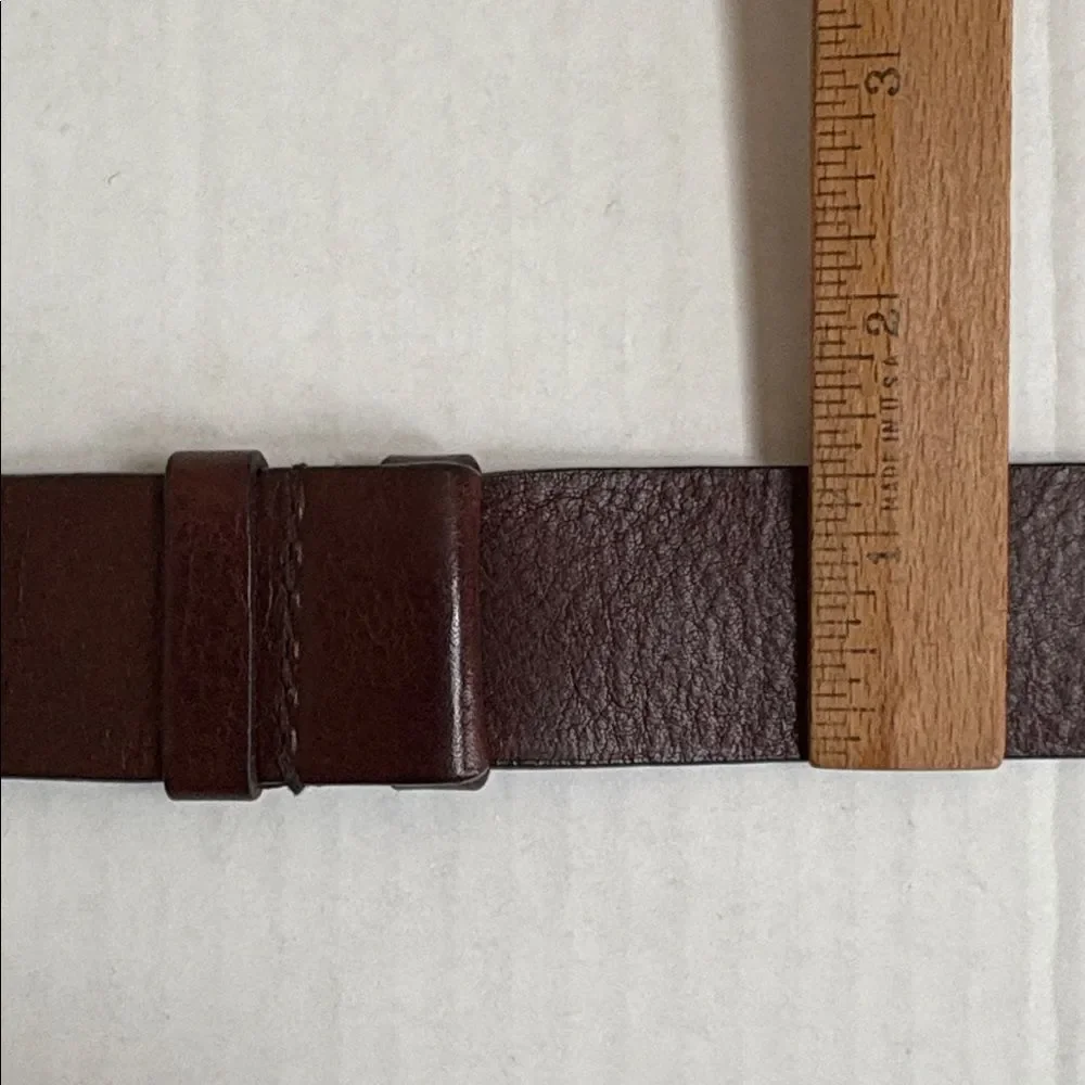 The Limited Brown Italian Leather Adjustable Belt W/Double Chrome Rings Size P/S
